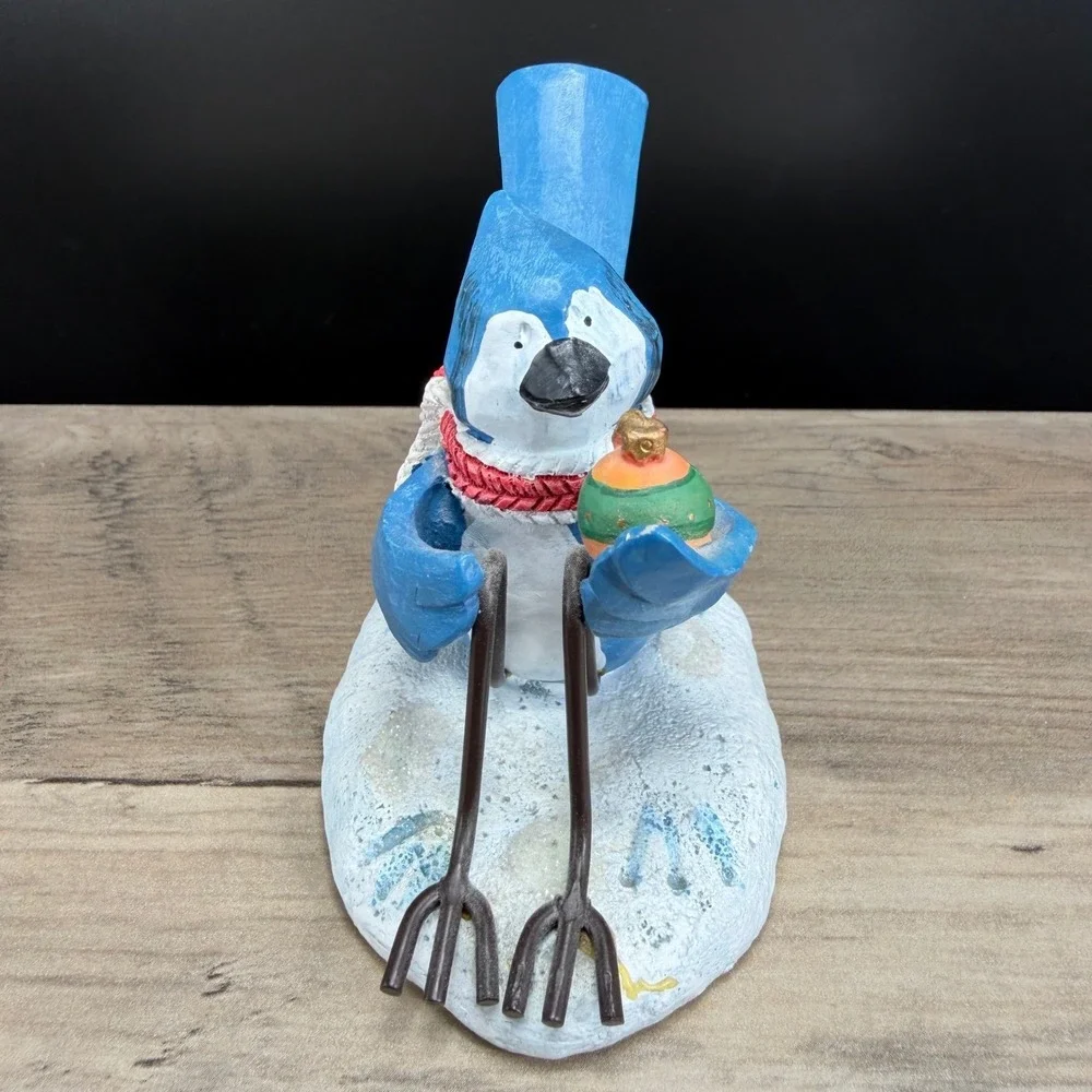 Russ Berrie Merrily We Tweet Along Blue Jay Bird Figurine Winter Scarf 13259